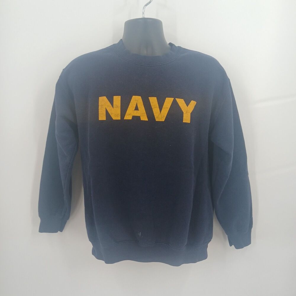 Gildan Navy Graphic Long Sleeve Sweatshirt Mens M Blue Collegiate Gorpcore